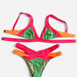 Agent Provocateur Neon Colorblock Bikini Set - Size 3